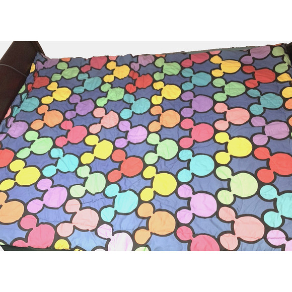 Disney Mickey Heads Ears Twin Comforter Blanket Blue 60"x80" Vintage - Picture 2 of 10